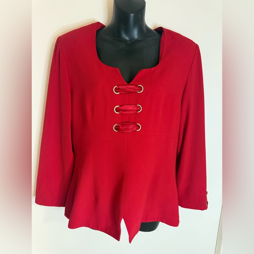 Sketch NY Women’s Elegant Red Blouse with Metal Details